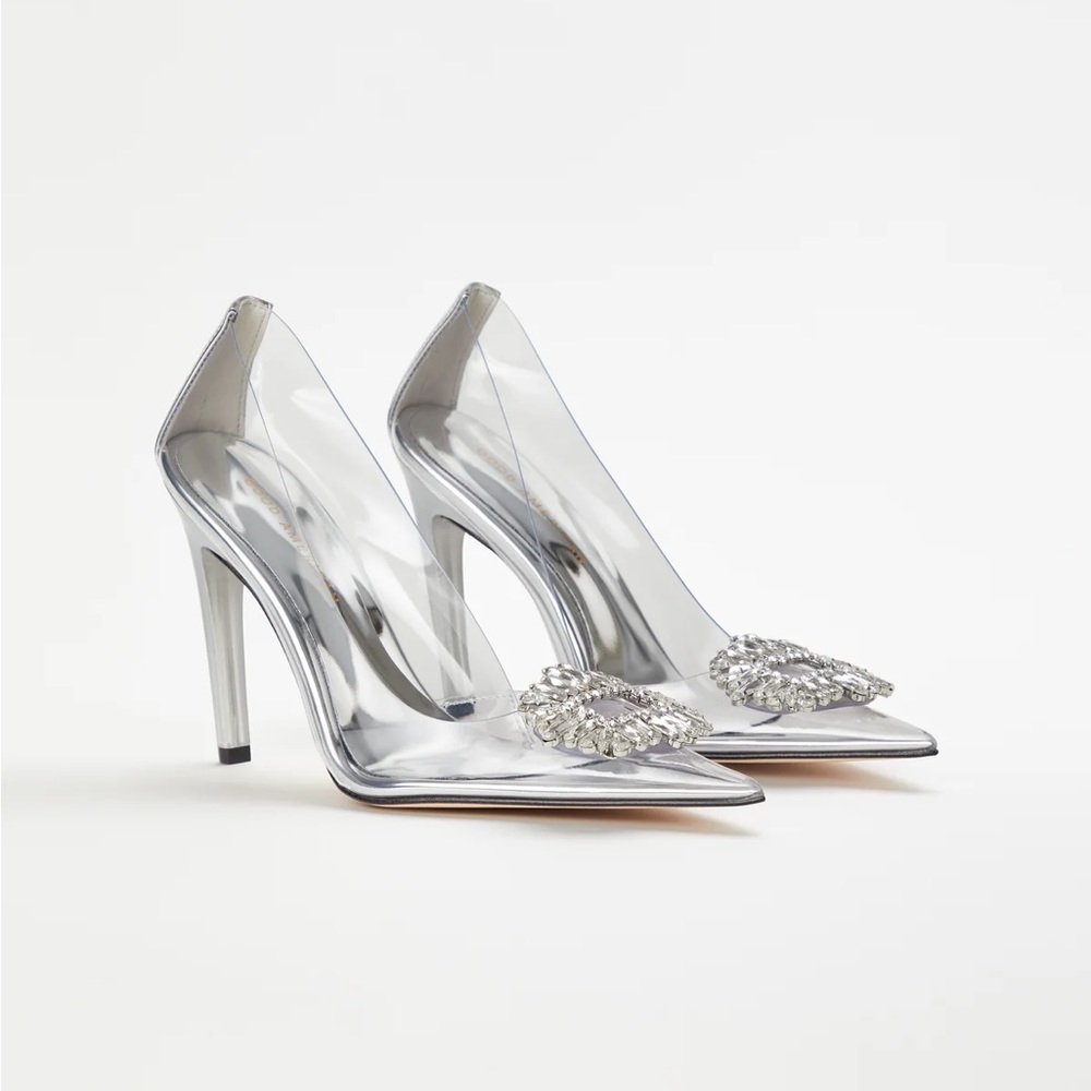 Good American Cinderella translucent stilettos heels